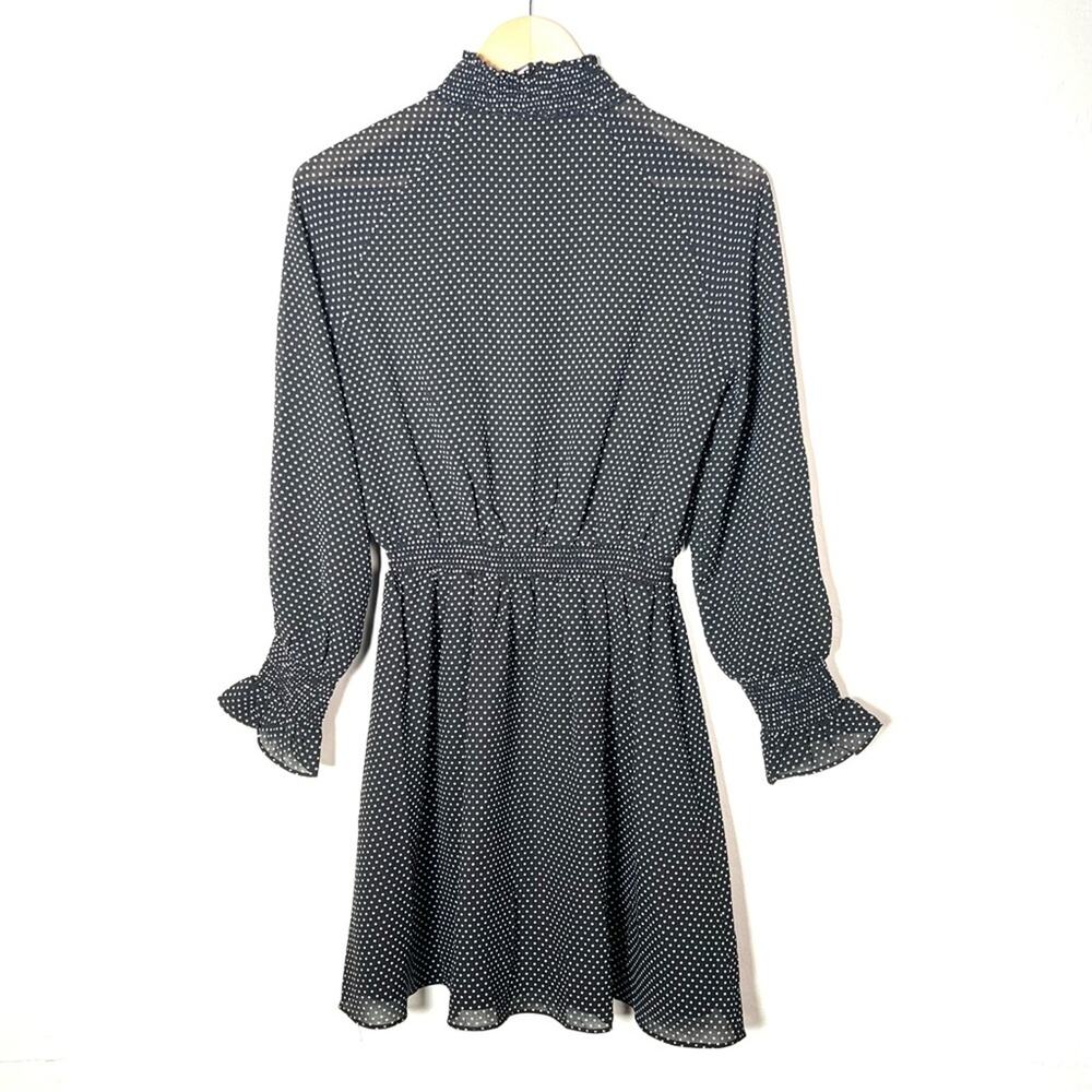 Rachel Roy black polka dot long sleeve pleated dress size small S B128 - Picture 4 of 4